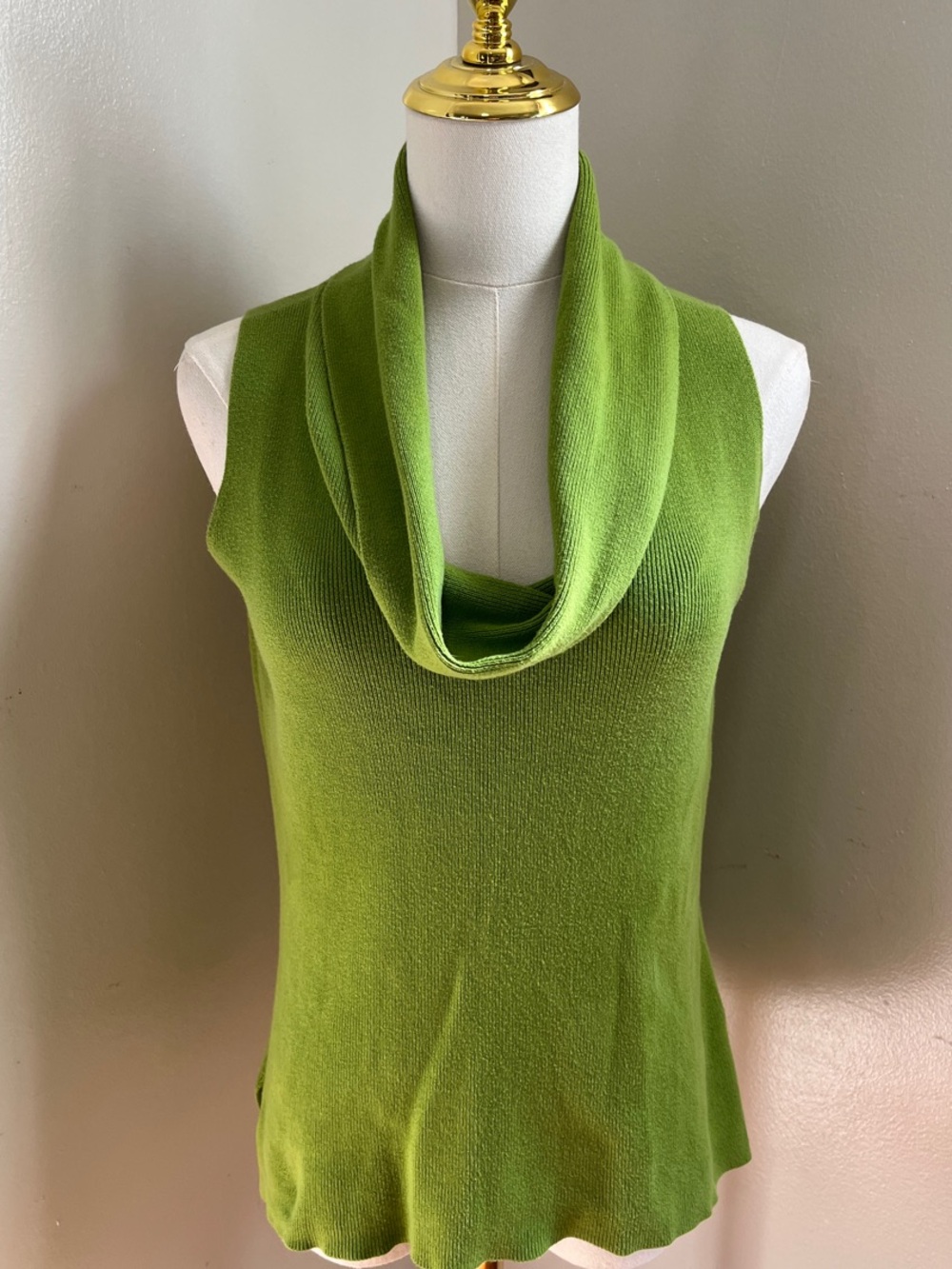Pierre Cardin Sleeveless Cowl Neck Sweater in Lime Green